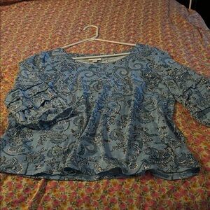 J. Jill Sky Blue Floral Blouse